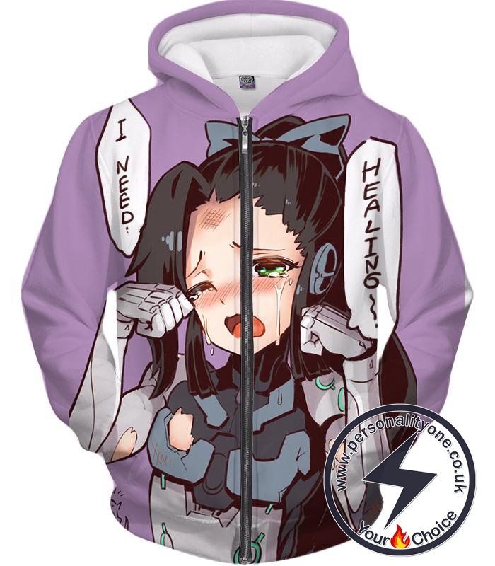 Ahegao Zip Up Hoodie Overwatch Genji Safe Edit